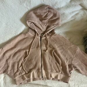 BDG TAN CROPPED HOODIE